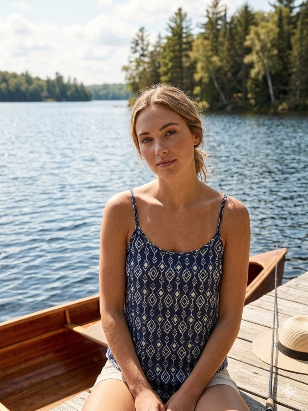 Olive & Oak Navy and White Patterned Camisole Tank Top